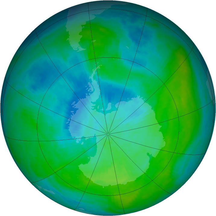 Antarctic ozone map for 25 February 1983